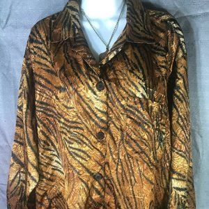 Mystique Women's Animal Print Button-Up Blouse 2x